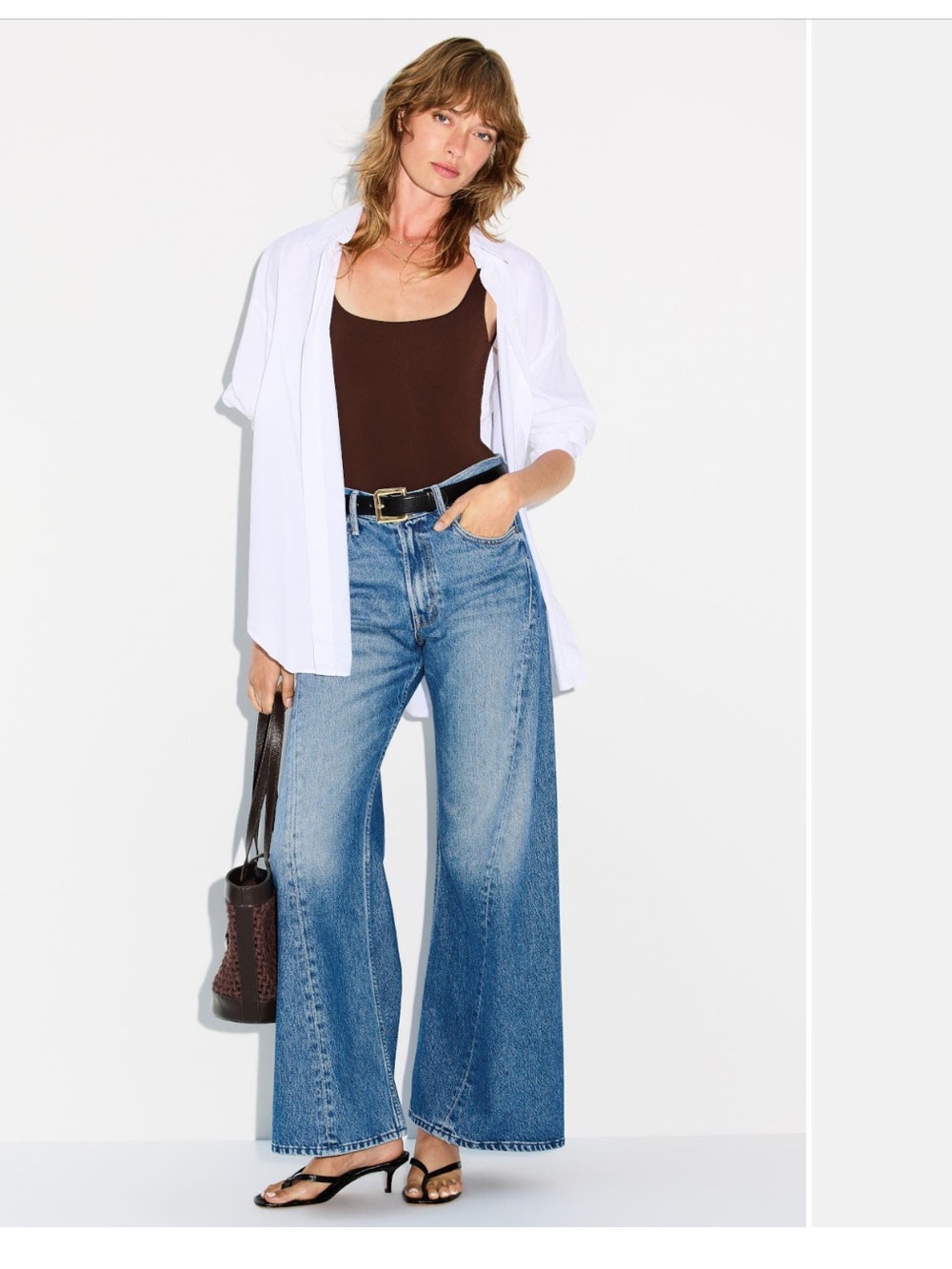 MOTHER lemon twist Wide Leg Jeans in Medium Blue